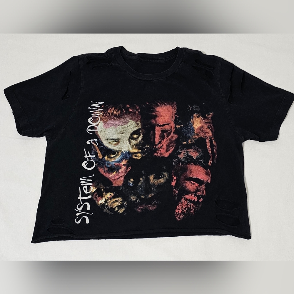 System of the Down Toxicity shredded cropped T-shirt Women's Small
